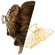 Klamra do włosów DUŻA złota metalowa WYTRZYMAŁA spinka motyl efektowna
