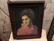 STARY OBRAZ OLEJNY na PŁÓTNIE - PORTRET KOBIETY