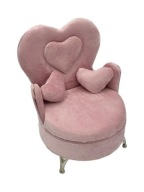 SZKATUŁKA NA BIŻUTERIĘ RÓŻOWY FOTEL TRON WELUR LUSTERKO