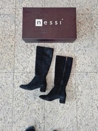 Nessi kozaki damskie do kolana klocek r. 37 880/N czarne
