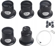 5x LUPA ZEGARMISTRZOWSKA ZESTAW LUP 3x/5x/10x/15x/20x LUPY JUBILERSKIE