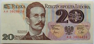 Polska bankn.20zł.R.Traugutt 1982 ser.AA UNC