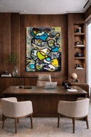 ''MACHMOL" Duży Obraz Na Płótnie Ręcznie Malowany Akryl 99X157cm