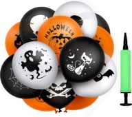BALONY NA HALLOWEEN POMARAŃCZOWE CZARNE DYNIA DUCH KREW ZESTAW MIX 20 SZT.