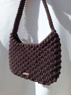 Torebka bagietka ze sznurka w kolorze czekoladowym makrama handmade