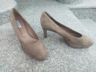 FOOTLIGHT nr 39 wygodne i eleganckie beżowe czółenka na platformie skóra