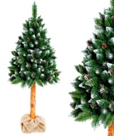 CHOINKA SZTUCZNA OŚNIEŻONA CHOINKA NA PNIU DIAMENTOWA GĘSTA 120 cm