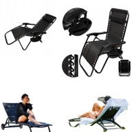LEŻAK SKŁADANY OGRODOWY FOTEL PLAŻOWY TURYSTYCZNY SOLIDNY STOLIK ZAGŁÓWEK