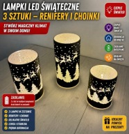 Lampki LED świąteczne 3 sztuki renifery choinki dekoracja na baterie