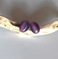 Kolczyki fioletowy kwarc kocie oko srebro 925