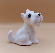 Terier szkocki pies biała figurka z porcelany 7 cm
