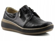 PÓŁBUTY DAMSKIE HELIOS 328S SKÓRA CZARNE SNEAKERSY R. 38