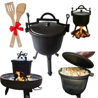 KOCIOŁEK ŻELIWNY GARNEK MYŚLIWSKI SOLIDNY 8L DUŻY POJEMNY GRILL PIECZONKI