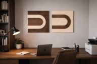 Zestaw 2 obrazów drewnianych 40x40 cm | Nowoczesna dekoracja ścienna