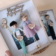 Ramka pamiątka dzień babci dzień dziadka urodziny makrama postacie