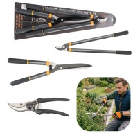 ZESTAW NOŻYC OGRODOWYCH DO GAŁĘZI SEKATOR RĘCZNY KOMPLET 3W1 STAL DWURĘCZNE