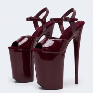 Buty Pole Dance Exotic Sandałki Szpilki na Platformie bordowe 23 cm r. 39