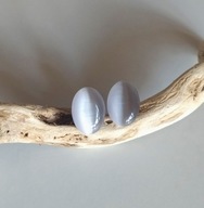 Kolczyki biały kwarc kocie oko srebro 925