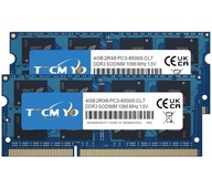 PAMIĘĆ 4GB DDR3 1066 MHZ SO-DIMM PC3-8500S CL7 204 PIN 1,5V