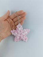 Brelok szydełkowa śnieżynka 3D duża Handmade