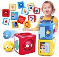 Wieża kostka sorter Montessori sensoryczna edukacyjna piramida układanka