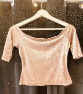 FOREVER 21 WELUROWY TOP BLUZKA NA KRÓTKI RĘKAW T-SHIRT 36 S