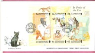 Alderney Wlk.Brytania 1996 FDC +INFO ark.6zn. fauna, koty domowe
