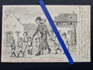 KRAKÓW Belfer prowadzący dzieci do chajderu Judaica Żyd Machauf Stiller