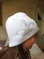 czapka zimowa srebrne ćwieki ciepła podwójna