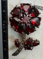 Piękna broszka wisior srebro 925 kamienie naturalne granaty i markazyty