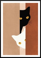 A2 KOLOROWY OBRAZ PLAKAT Z KOTEM, PLAKAT Z KOTAMI, DWA PODGLĄDAJĄCE KOTY