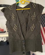 wyprzedaz 3 kardigan narzutka Khaki Eksept moherowy wełna M