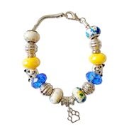Modułowa bransoletka z kotami i łapkami, niebiesko - żółta