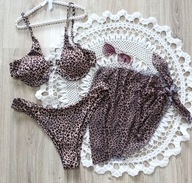 NOWY strój kąpielowy z pareo dwuczęściowy leopard rozmiar 40 L