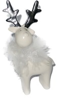 Renifer biały ceramiczny figurka srebrne rogi magiczne święta