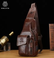 MĘSKA TORBA NA TALIĘ STYLOWA BRĄZOWA SKÓRA NATURALNA, NERKA NA RAMIĘ