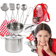 GARNKI DLA DZIECI METALOWE AKCESORIA KUCHENNE ZESTAW GARNKÓW PATELNIA DUŻE