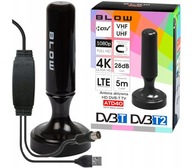 MOCNA ANTENA AKTYWNA DVB-T2 4K 28dB POKOJOWA MAGNES WZMACNIACZ BLOW