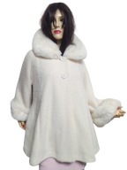 włoskie kurtka PONCZO na podszewce obszyte sztucznym futerkiem