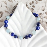 Niebieska zapinana bransoletka z kamieni, lapis lazuli, prezent pod choinkę