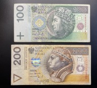 Polska 100 i 200 zł 1994 YB – zestaw banknotów – seria zastępcza