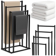 STOJAK NA RĘCZNIKI ŁAZIENKOWY WIESZAK STOJĄCY PODŁOGOWY 4 RAMIONA CZARNY