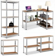 REGAŁ MAGAZYNOWY METALOWY DREWNIANY 180X90X40 875KG 5 PÓŁKI BEZ ŚRUB GARAŻ