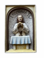 Płaskorzeźba PRL lata 50. Pamiątka I Komunii Świętej, gips, 25x16 cm