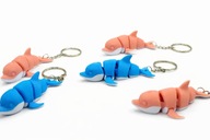 Breloczek dla dzieci zwierzęta druk 3D kolor delfin niebieski fleksi