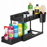 Organizer pod zlew 2-poziomowy WYSUWANY CZARNY do kuchni i łazienki