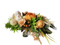 Stroik Cmentarz Anioł W Piwoniach Kaliach Na Drewnie Pomarańcz