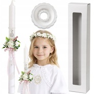 ZESTAW ŚWIECA DO PIERWSZEJ KOMUNII ŚWIĘTEJ KOMUNIA PUDEŁKO OKAPNIK GROMNICA