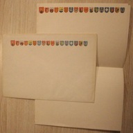 HERBY - CIEKAWA KOPERTA + KARTKA z 17 HERBAMI