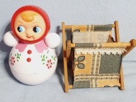 KOSZ DREWNIANY STOJAK DLA LALEK PRL WAŃKA WSTAŃKA